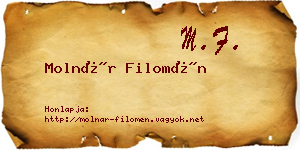 Molnár Filomén névjegykártya